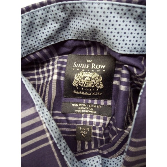 The Savile Row Company Men's Purple Slim Fit 100% Cotton Size 15 (32-33) Flip Cu - Picture 4 of 5